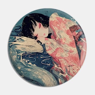 Geisha dragon in water 7204 Pin