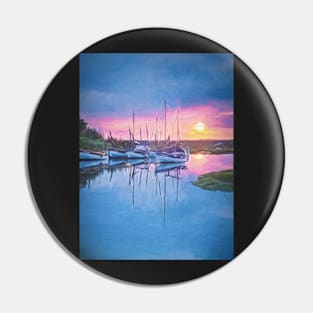 Sunset at Blakeney a Digital Painting Pin