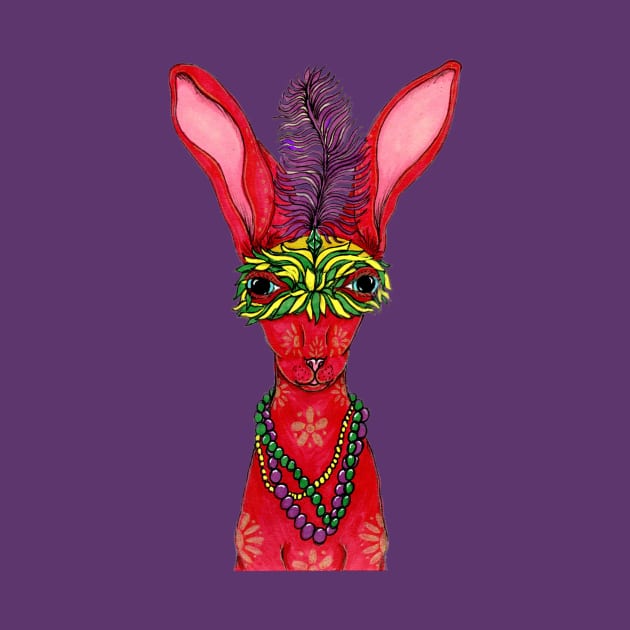 Chinese New Year Rabbit Celebrates Mardi Gras by Cottin Pickin Creations