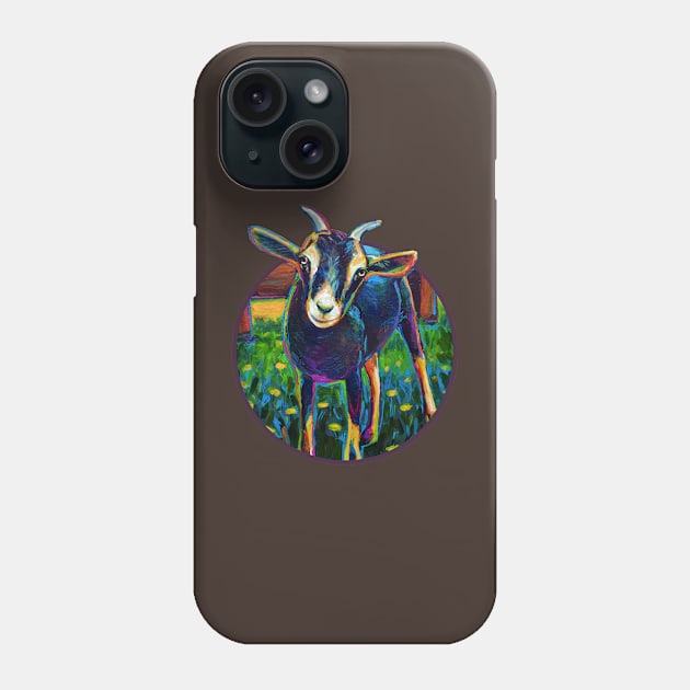 Colorful Black Farm Goat Design Phone Case by RobertPhelpsArt