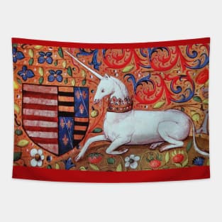 UNICORN ,FANTASY FLOWERS ,ANIMALS MEDIEVAL HERALDIC MOTIFS Tapestry