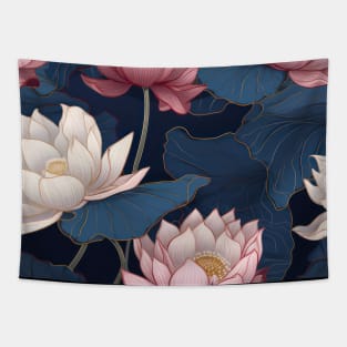 Serenity Blooms: Timeless Lotus Flower Pattern Tapestry