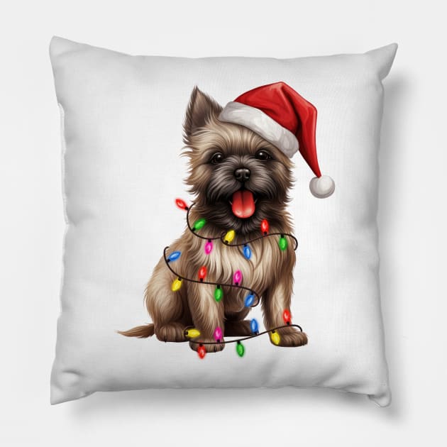 Christmas Cairn Terrier Pillow by Chromatic Fusion Studio