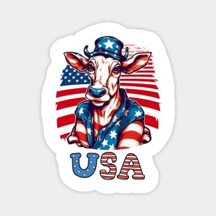 USA cow American flag T-shirt Magnet