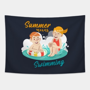 Swimming Kids-Summer Means Swimming Tapestry