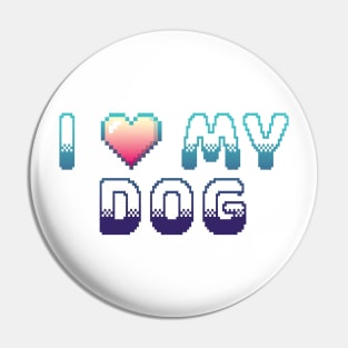 I Heart My Dog Classic Video Game Graphic Blue Gradient Pin