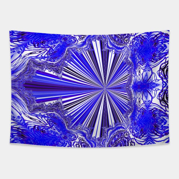 Blue Squiggle Sci Fi Portal Tapestry by Moon Art