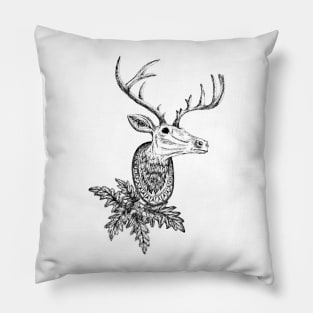 Deer Head with Leaves Pillow