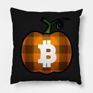 Bitcoin Plaid Pumpkin Pillow