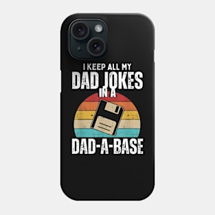 Funny dad jokes in dad-a-base vintage for father's day Phone Case