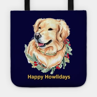 Happy Howlidays Golden Retriever Tote