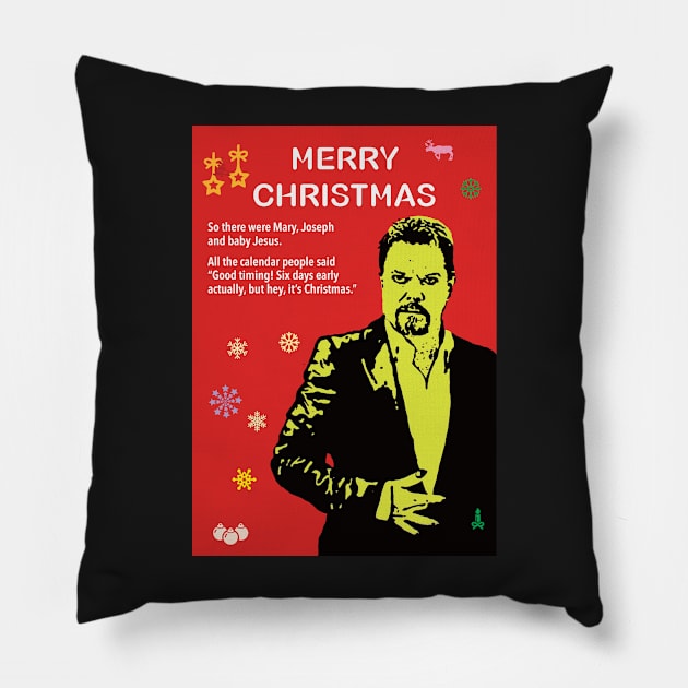 Eddie Izzard Atheist Christmas Pillow by DJVYEATES