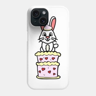 Funny rabbit jumping out of a cake Phone Case