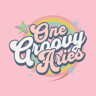 One Groovy Aries Cute Retro Design in Pastel Colors T-Shirt