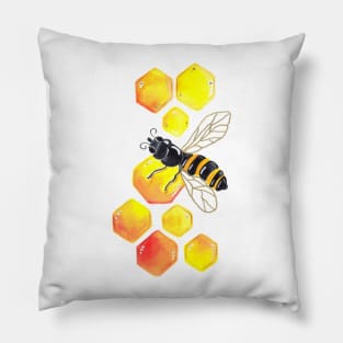 Watercolor Honey bees Pattern Pillow