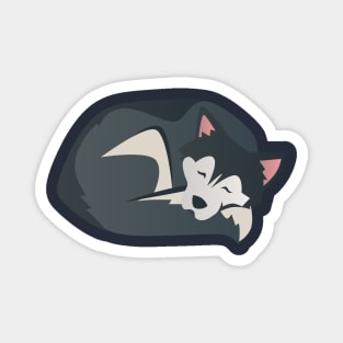 The Sleeping Husky - Digital Illustration Of a Siberian Husky Magnet