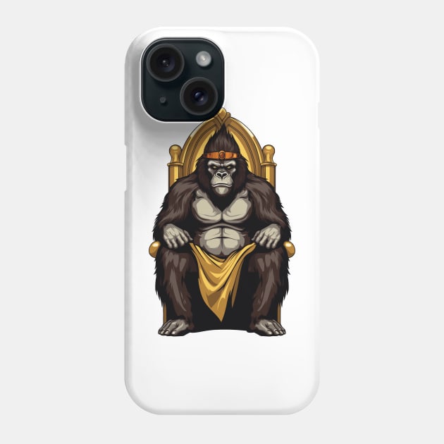 Gorilla on a golden throne Phone Case by maasPat