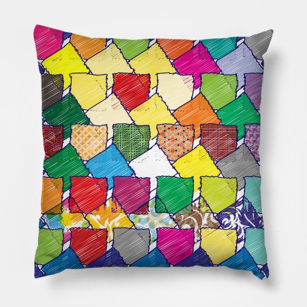 Colorful Pattern Squares Pillow by dblaiya