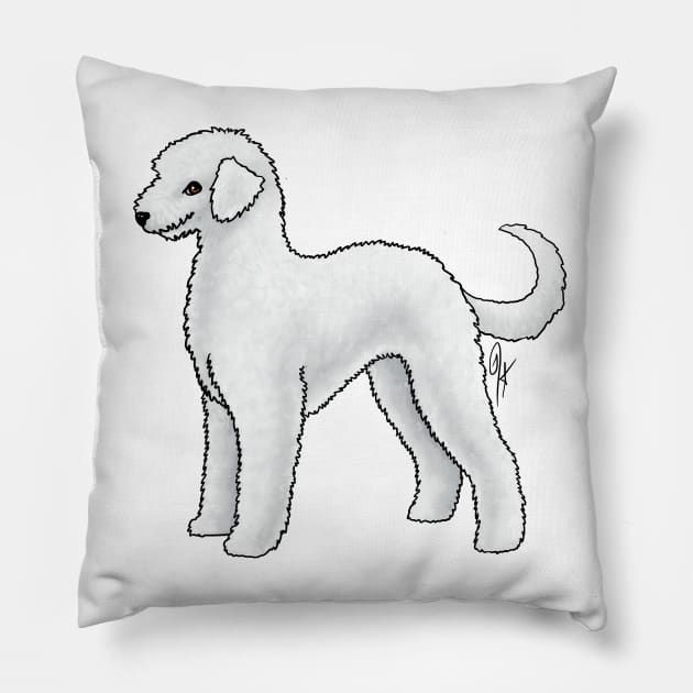 Dog - Bedlington Terrier - Unclipped White Pillow by Jen's Dogs Custom Gifts and Designs