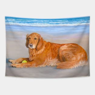 Golden Retriever at Beach Tapestry