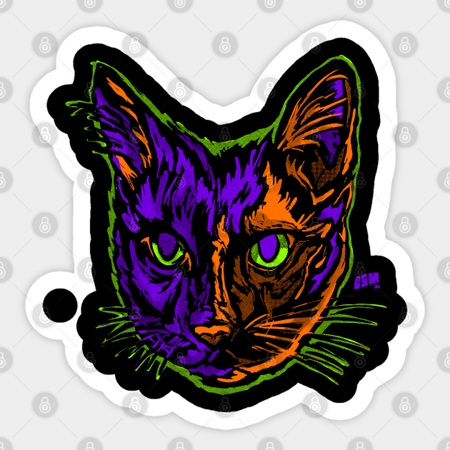 Scratch Cat - Black Cat Halloween - Sticker