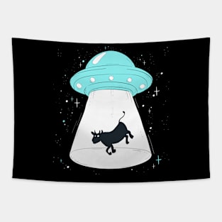 Cow Abduction - UFO Believer Alien Spaceship Space Animals Tapestry