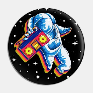 Space Astronaut Boom Box Radio Retro Pin