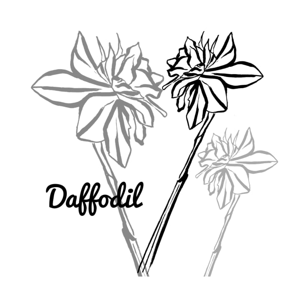 Daffodil line drawing by Art by Taya 