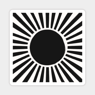 Black and White Sun Boho Scandi Shapes Magnet