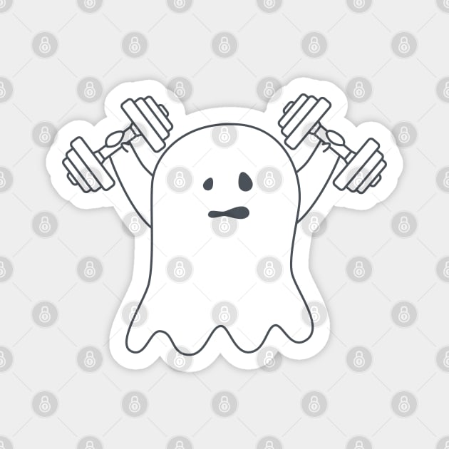 cute ghost with dumbbells Magnet by sj_arts