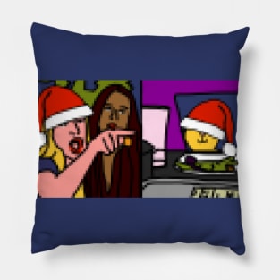 Christmas Woman Yelling at Cat Meme Pixelart Pillow