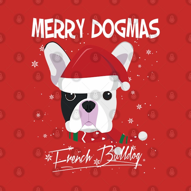 Merry Dogmas French Bulldog Dog With Red Santa's Hat Funny Xmas Gift by salemstore