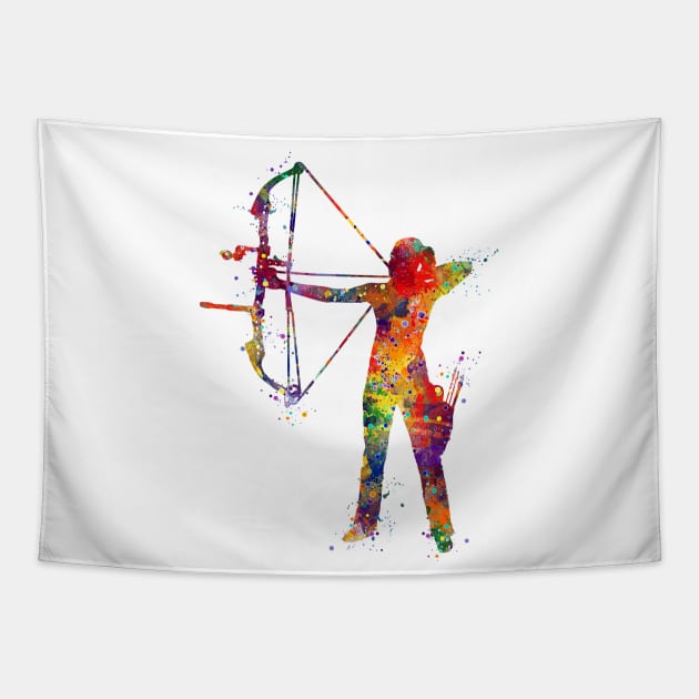 Archery Girl Watercolor Sport Gift Tapestry by LotusGifts