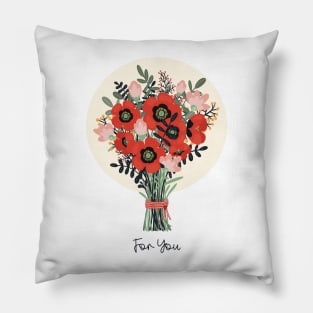 The beautiful fantasy flower bouquet with red and pink flowers For You! Pillow