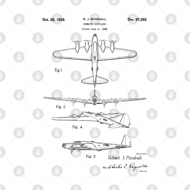 Bombing Airplane Patent Black by Luve