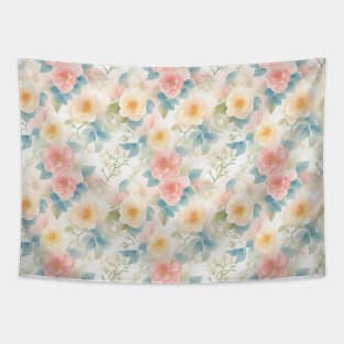 Watercolor Wild Peachy And Pink Roses Background Tapestry