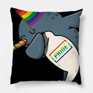 Pride LGBT Gay Be Lesbian Narwhal Dabbing Funny Pillow