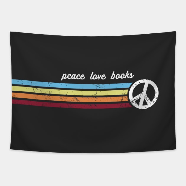 Retro Stripes Peace Love Books Tapestry by Jitterfly