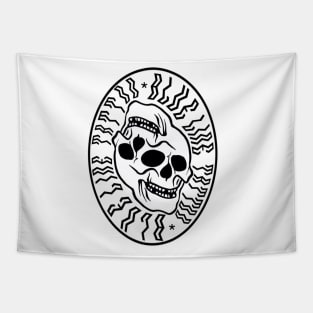 Blue Line Tattoo La Crosse WI Topsy Turvy Skull Tapestry