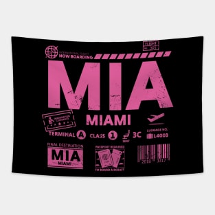 Vintage Miami MIA Airport Code Travel Day Retro Travel Tag Tapestry