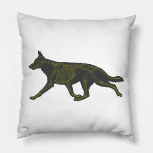 Halloween Design - Dog Skeleton Yellow Pillow