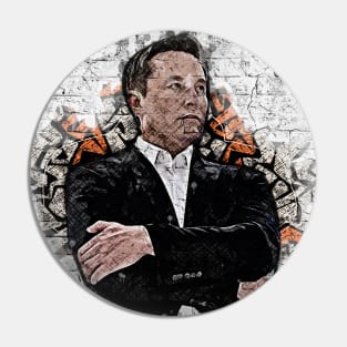 Elon Musk Graffiti Pin