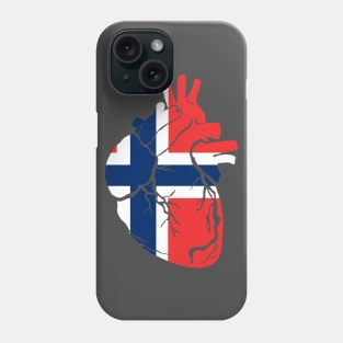 Anatomical heart design, Norwegian flag Phone Case