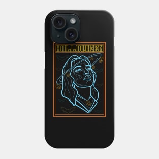 "Woman with Pumpkins and Bats" Phone Case