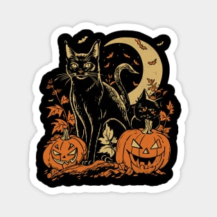 Vintage Halloween Black Cat Witch Retro Cute Super Cool Best Gift Magnet