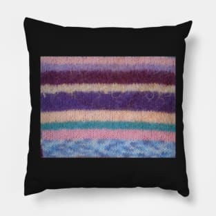 fun vintage colorful stripes hand knitted Pillow