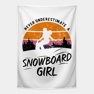 Never Underestimate A Snowboard Girl, Funny Girl Tapestry