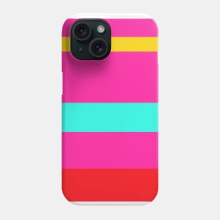 An amazing admixture of Cherry Red, Barbie Pink, Metallic Yellow and Bright Light Blue stripes. Phone Case