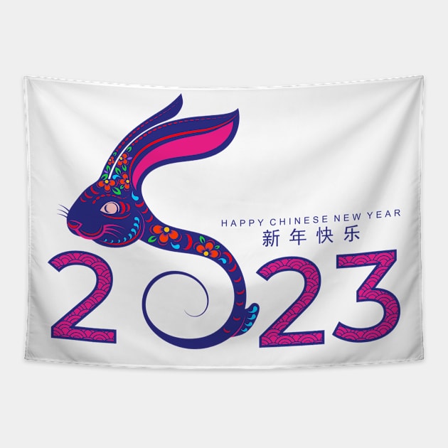 Happy chinese new year 2023 year of the rabbit Tapestry by Shaniya Abernathy