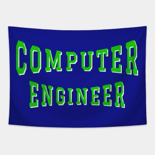 Computer Engineer in Green Color Text Tapestry